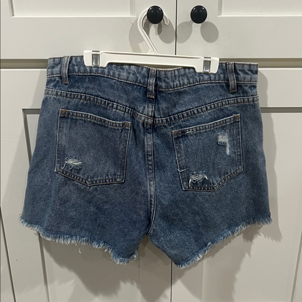 POL Denim Rhinestone Fringe Distressed Shorts - Picture 6 of 6